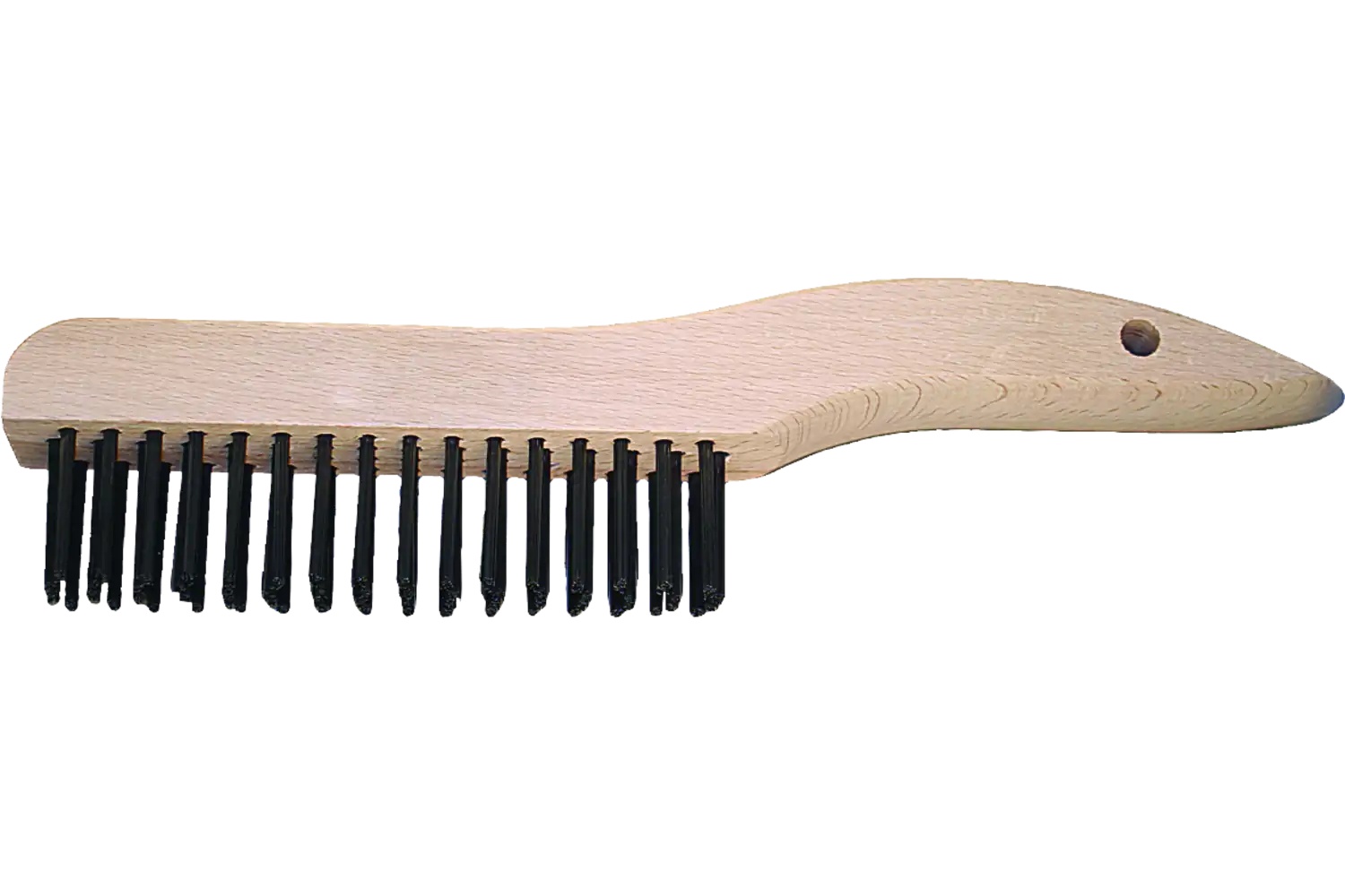 Picture of Pferd Shoe Handle Scratch Brush 4X16 Rows .012 Carbon Steel Wire Wooden Block